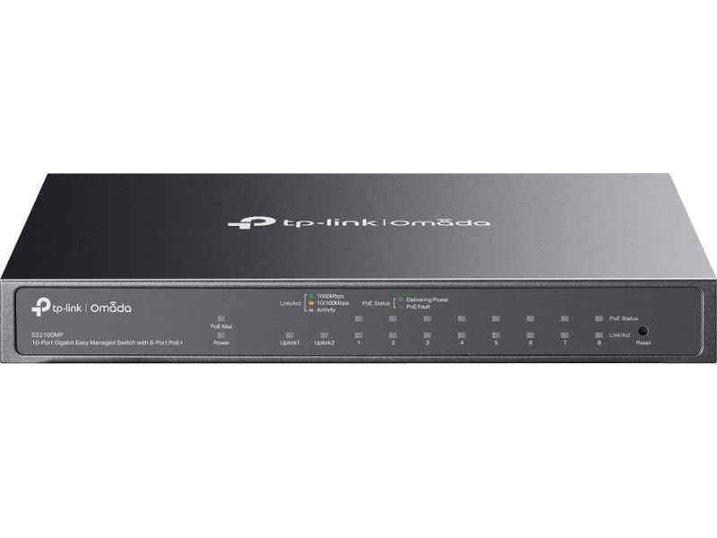 TP-Link ES210GMP 10 Port Omada 10-Port Gigabit Easy Managed Switch mit 8-Port PoE