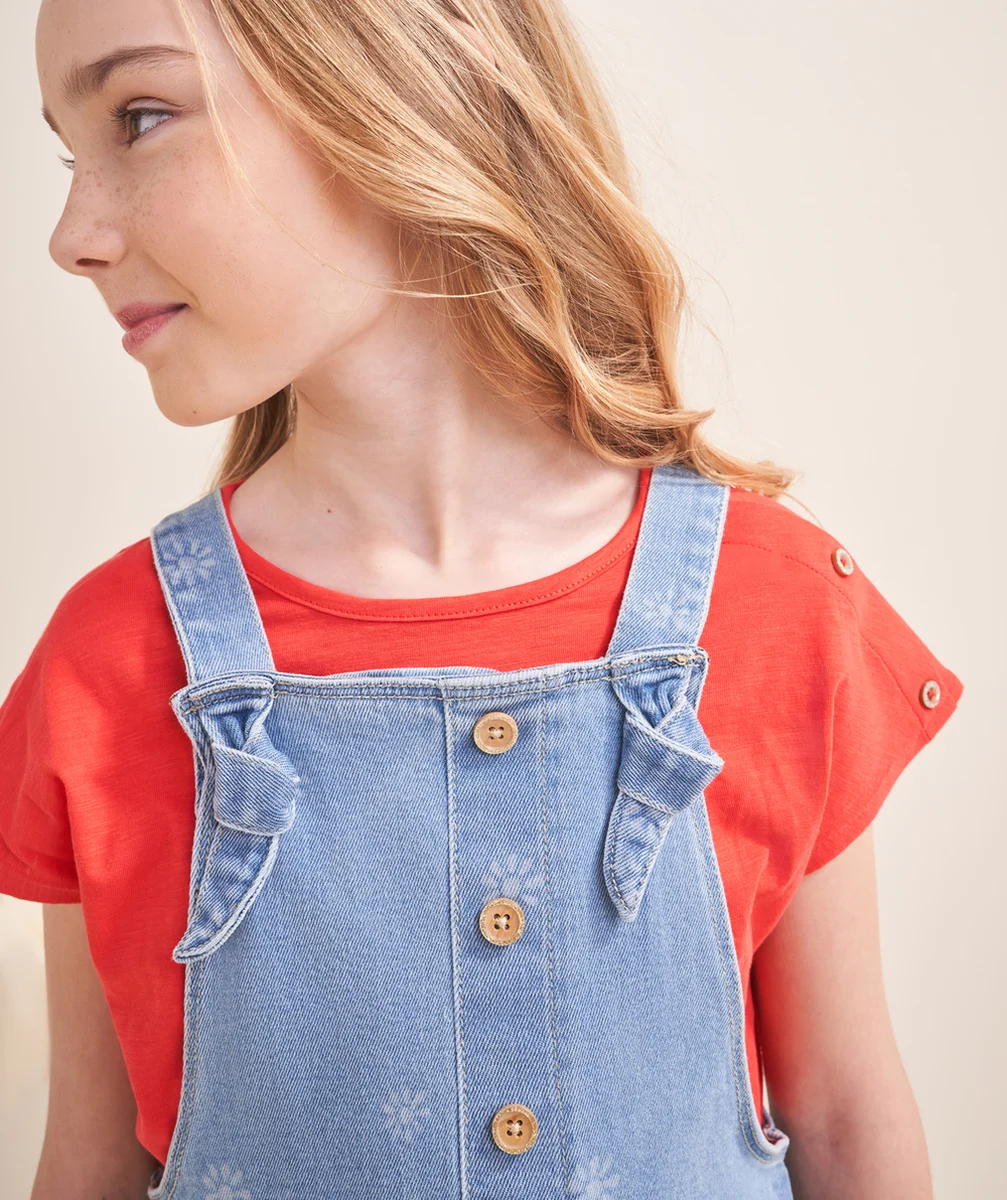 T-SHIRT MANCHES COURTES FILLE EN COTON BIO ROUGE
