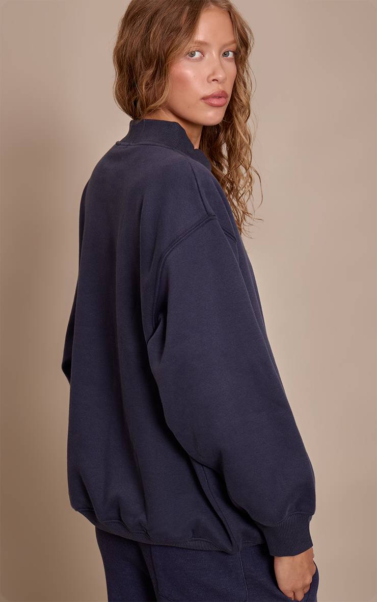 Bleu Marine Sweat-shirt À Encolure Croisée