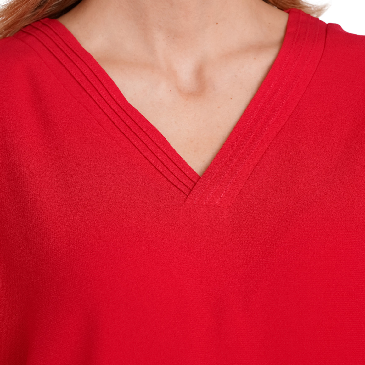 Gina Benotti Damen Bluse mit elastischem Saum rot