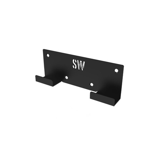 Suporte de parede para banco plano e máquina de remo individual.