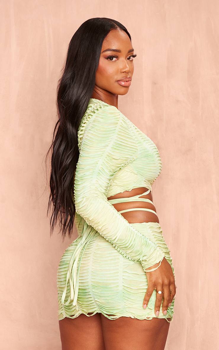 Crop Top Court Sans Coutures À Effet Déchiré Avec Liens Shape