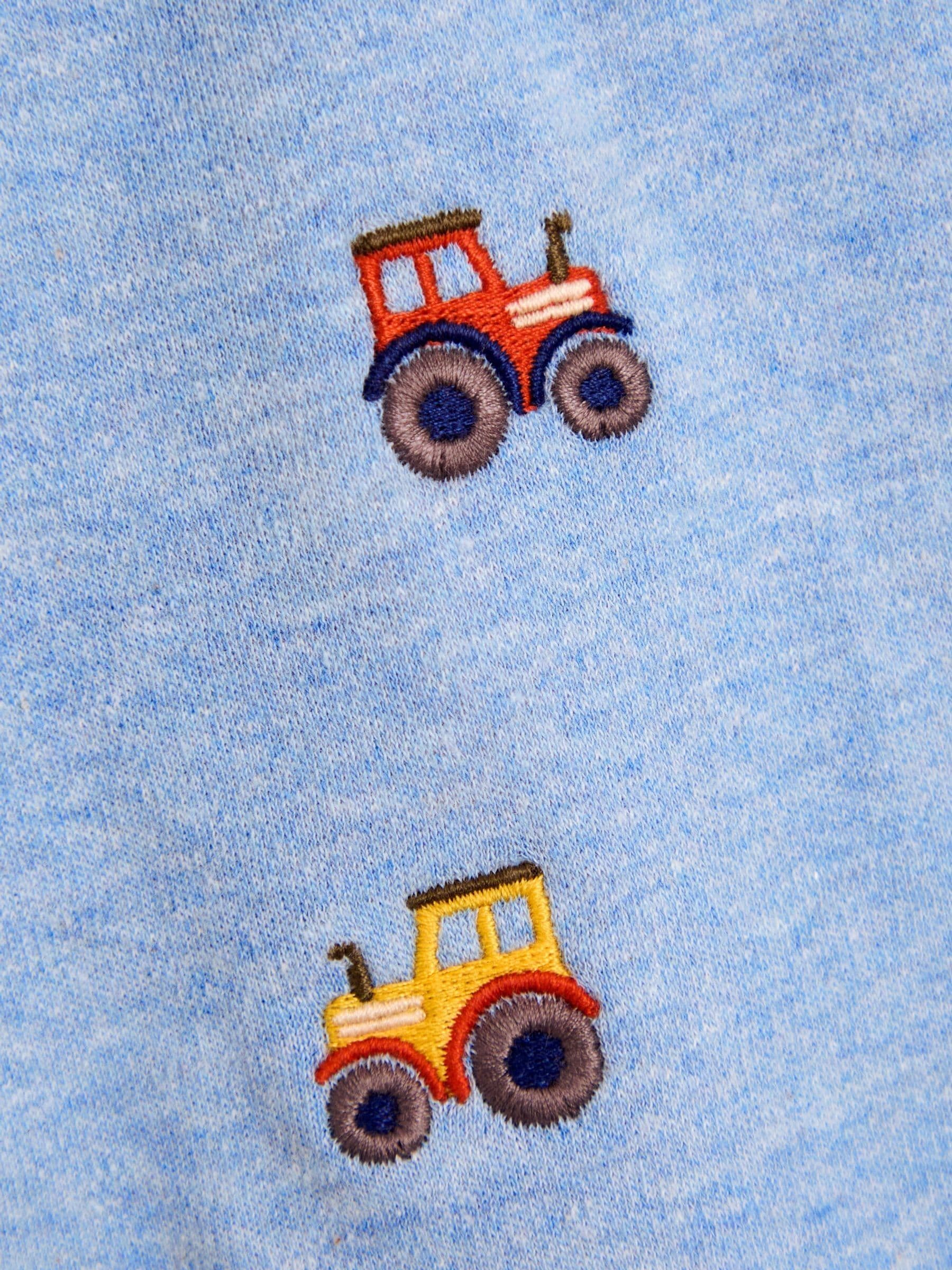 Blauw met tractor - JoJo Maman Bébé Geborduurde polo body