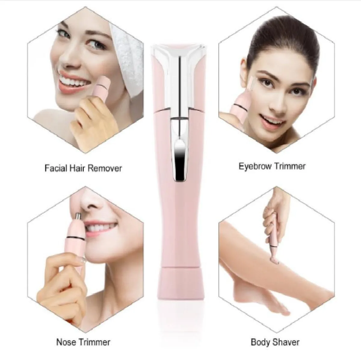 Wewoo Multifonctionnel 4 en 1 Mesdames électriques Nez Cheveux Sourcils Épilateur Rose