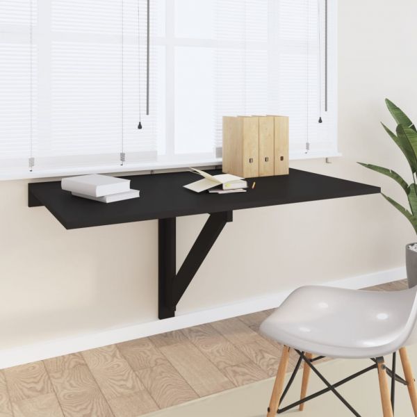 Mesa De Parede Dobrável 100x60x56 Cm Derivados De Madeira Preto - 342647