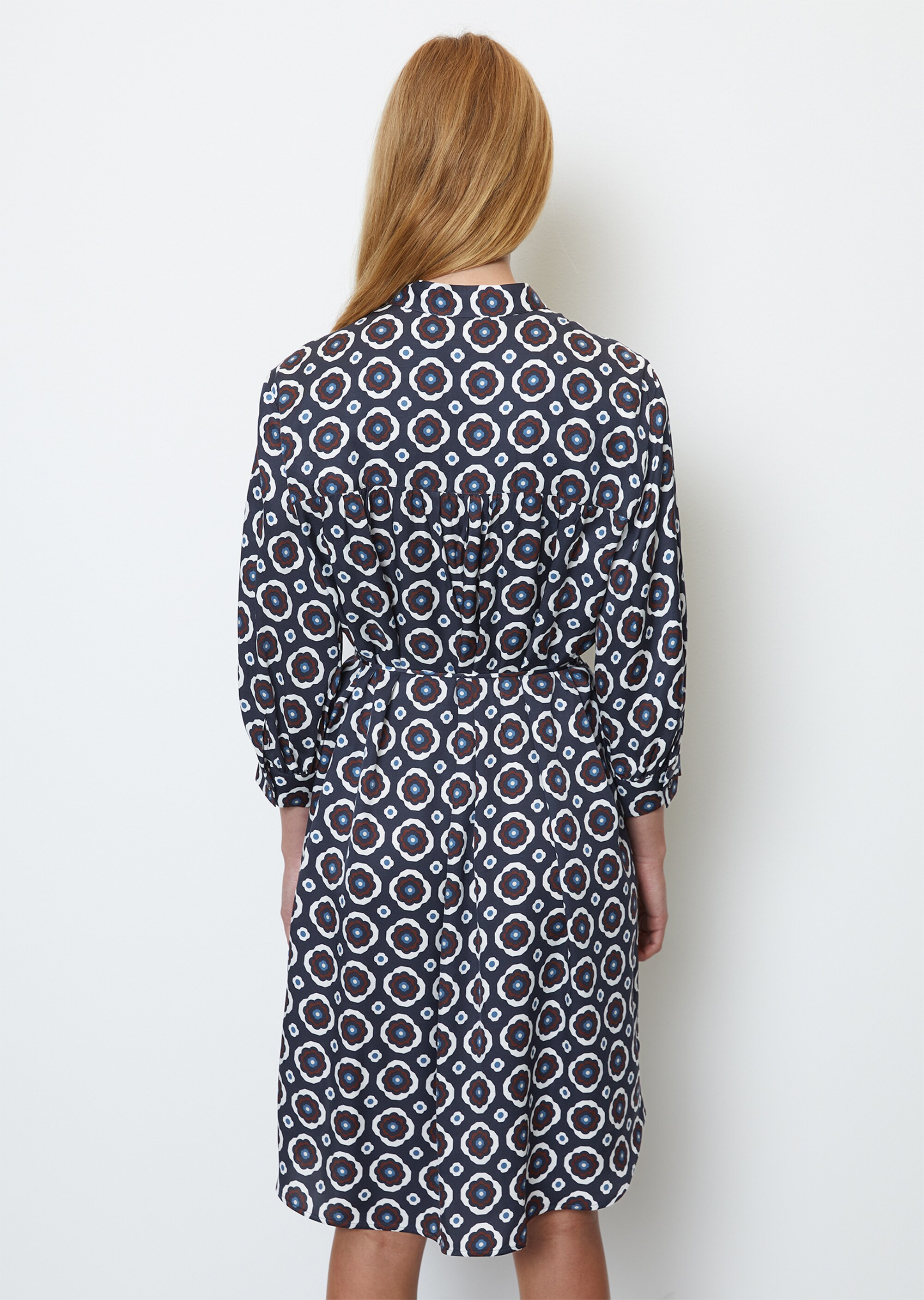 Hemdblusenkleid mit 3/4-Ärmeln relaxed aus Viskose-Twill