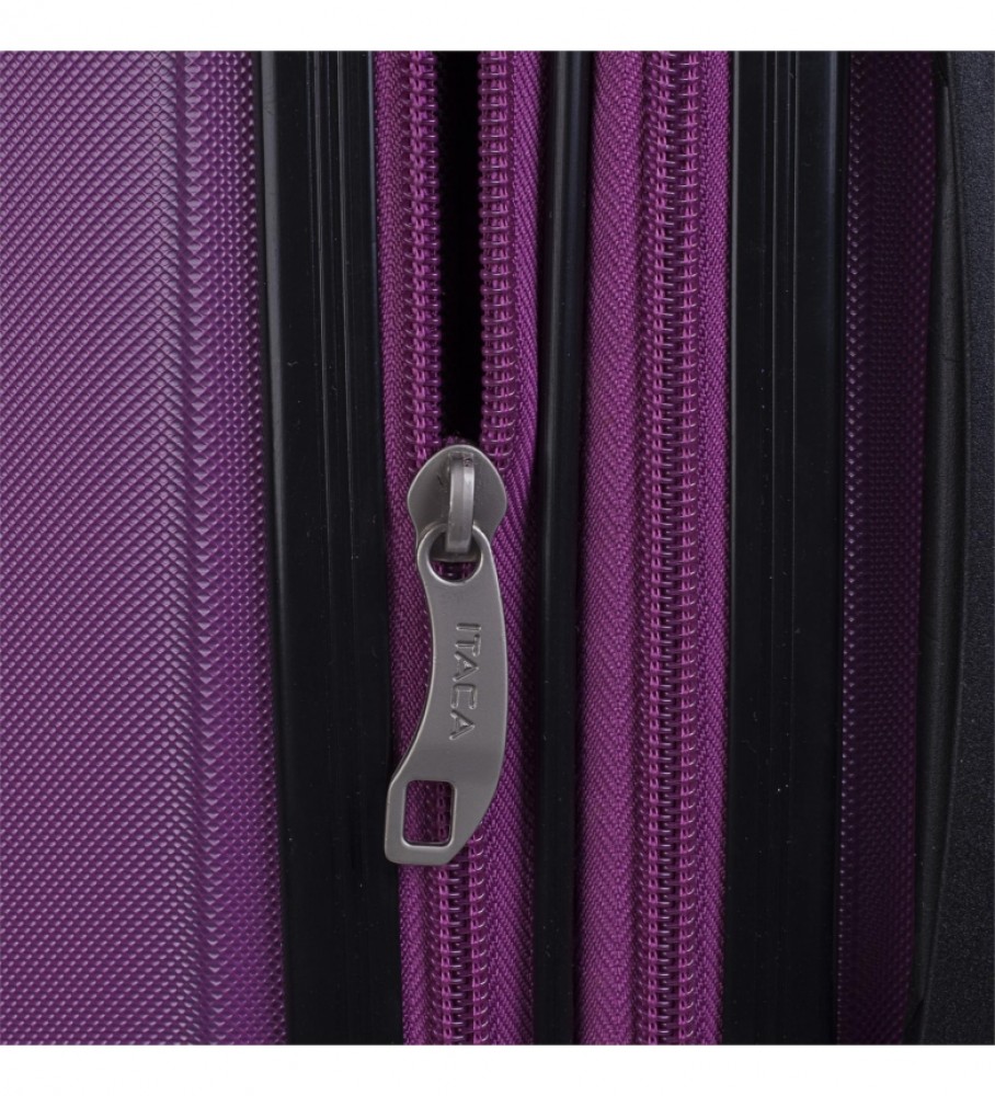 Conjunto de malas rígidas de viagem ITACA com 4 rodas, modelo 71200, cor roxa - 55 x 65 x 75 cm -