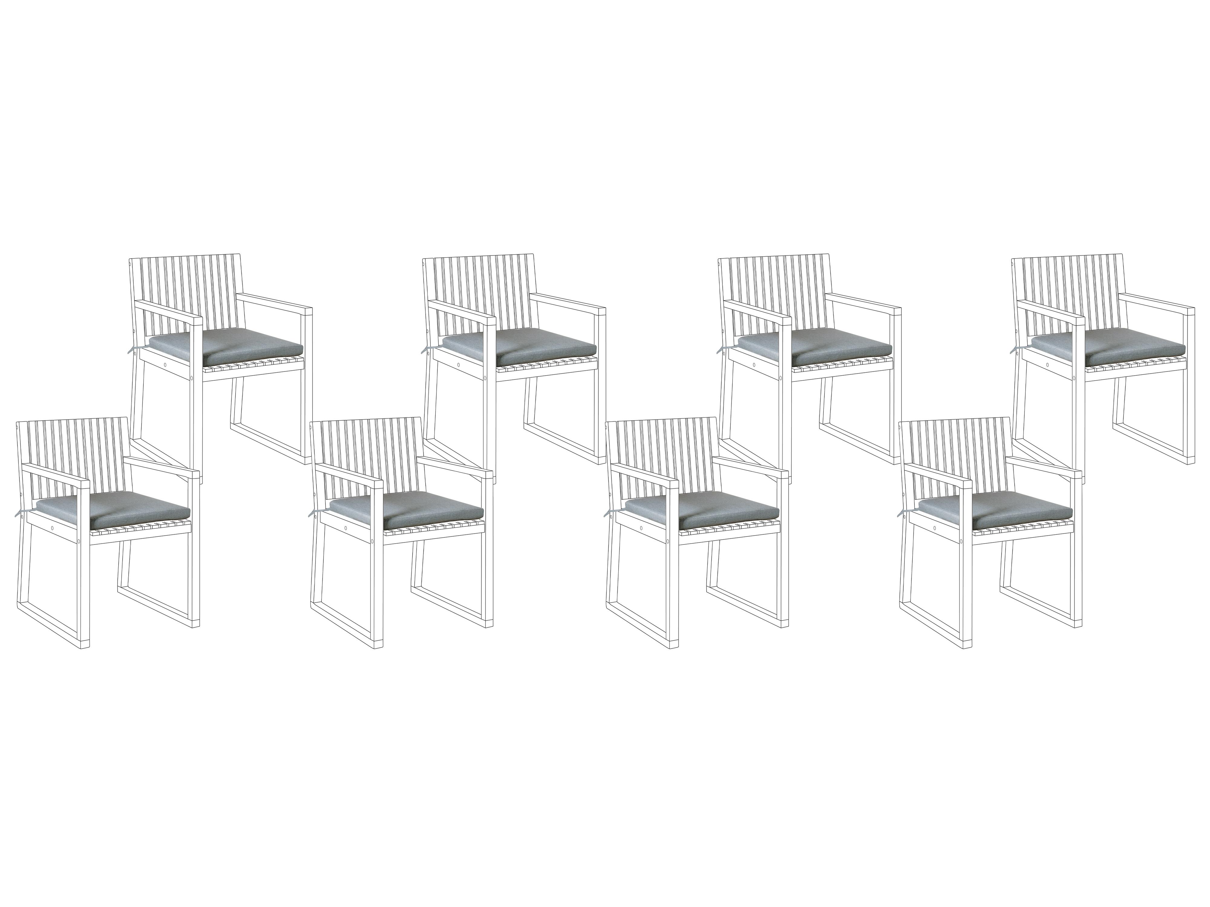 Set van 8 tuinzitkussens SASSARI PREMIUM 46 x 46 cm Grijs melange