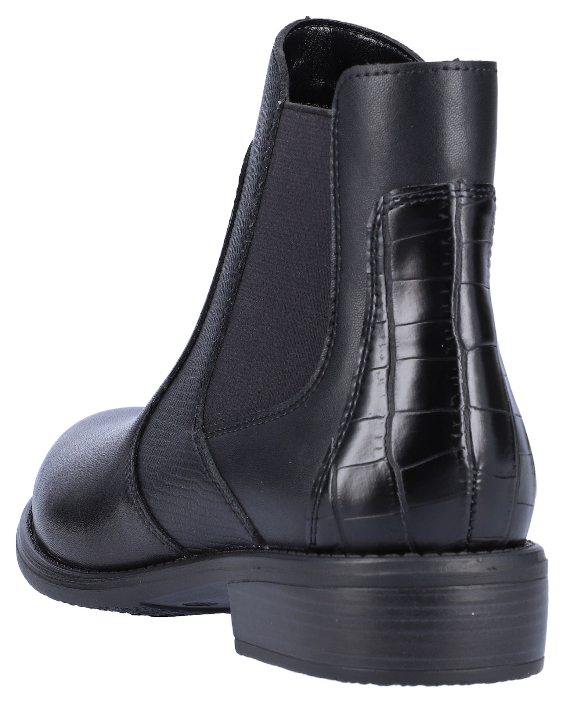 Remonte Chelseaboots  , Blockabsatz, Stiefelette, Businesschuh, Besätze in Reptilienoptik