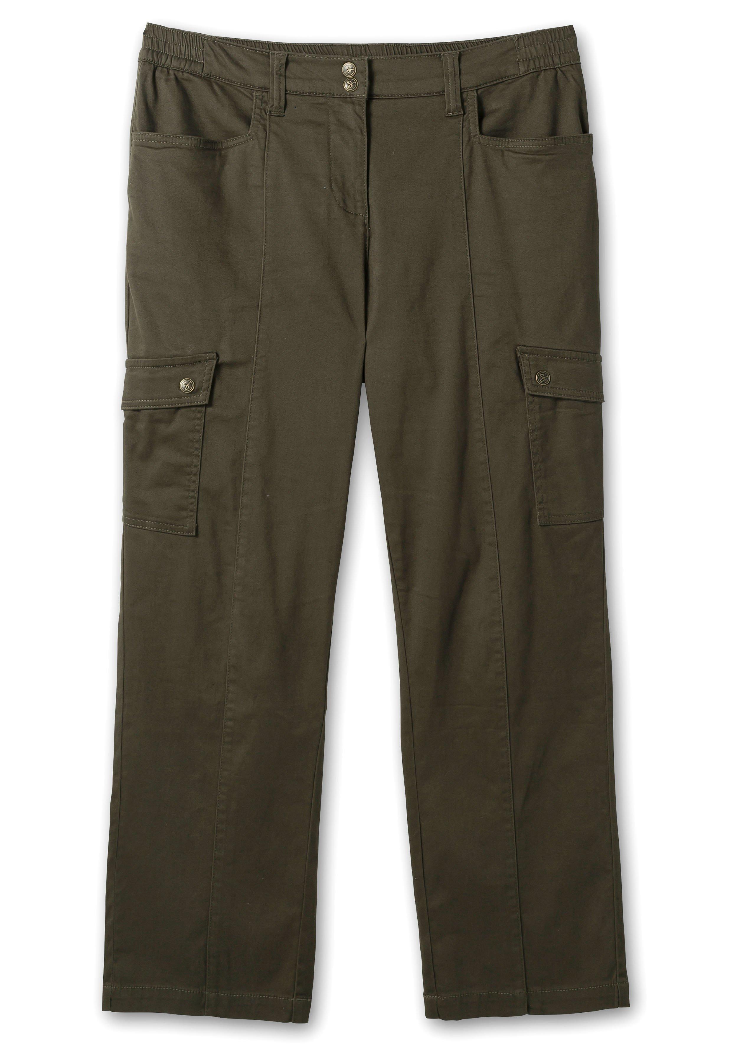 Cargohose mit Teilgummibund, leicht glänzend
