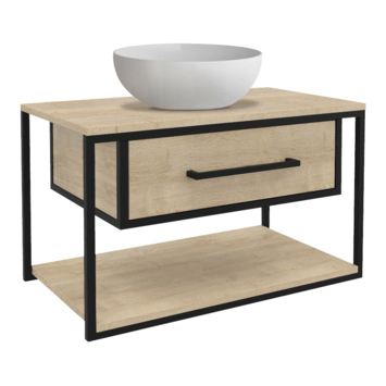 Allibert Badkamerset Cobalto 80 cm eik met waskom Borea wit
