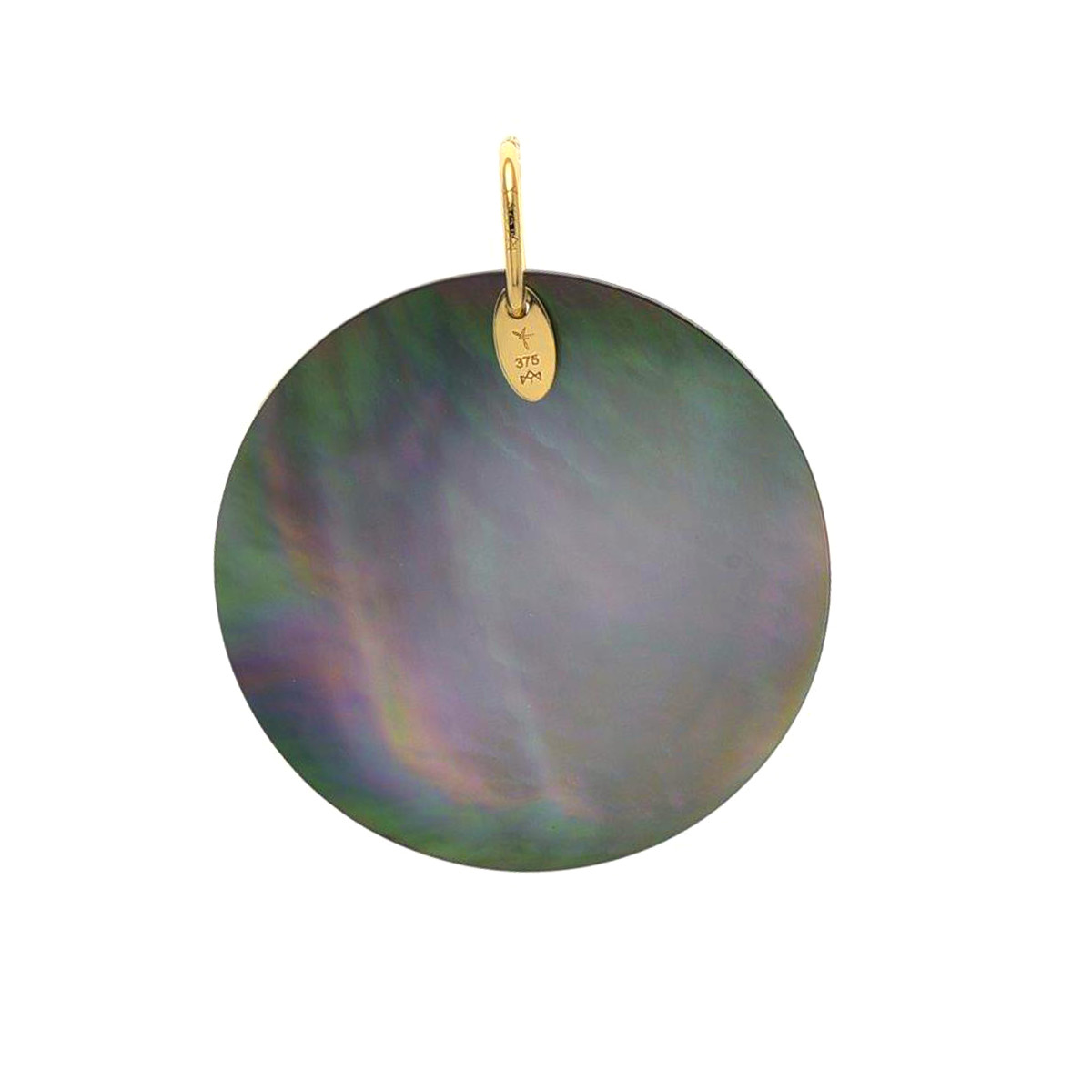 Pendentif or jaune 375 nacre motif silhouette femme