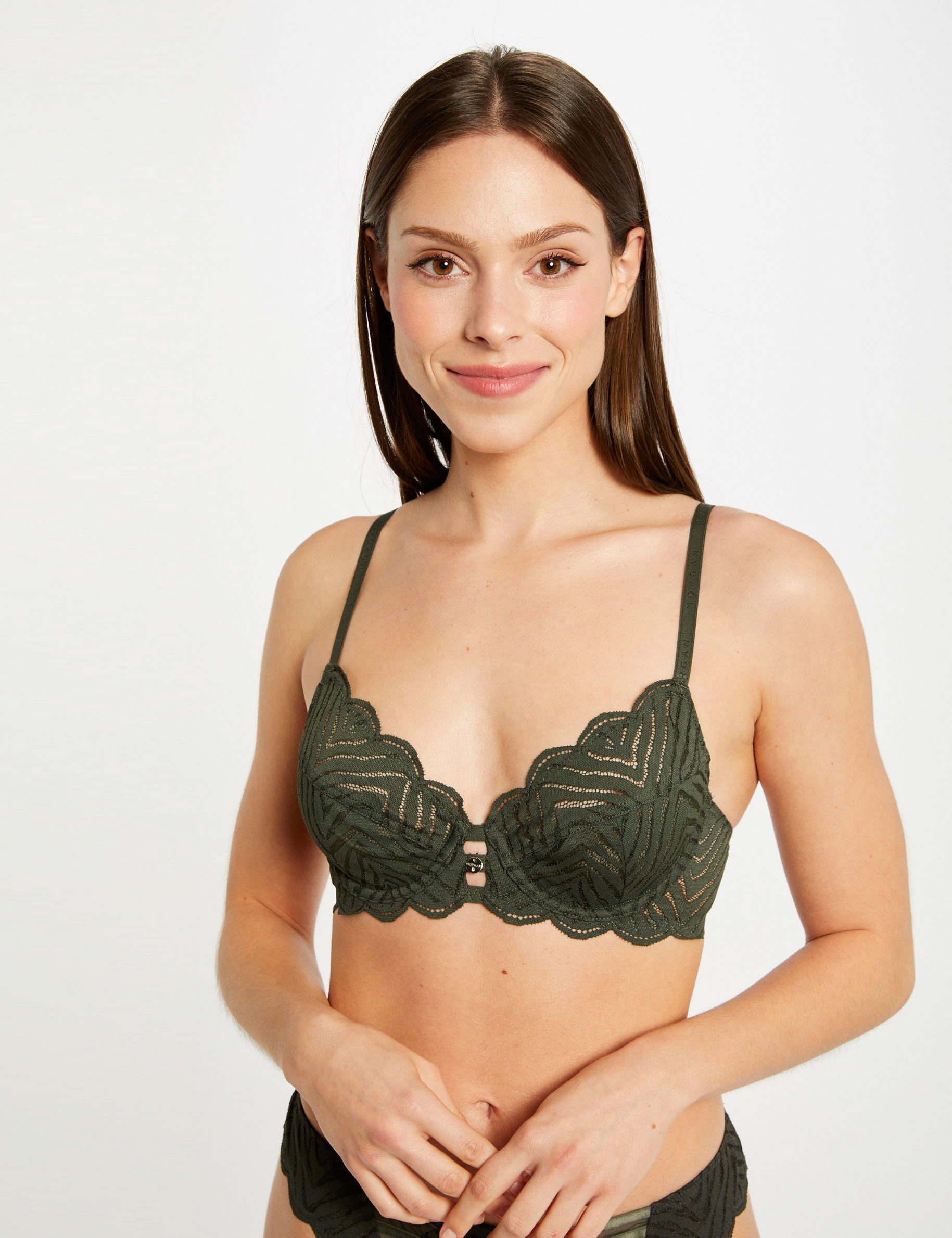 Soutien-gorge armatures corbeille vert kaki femme - vert_kaki