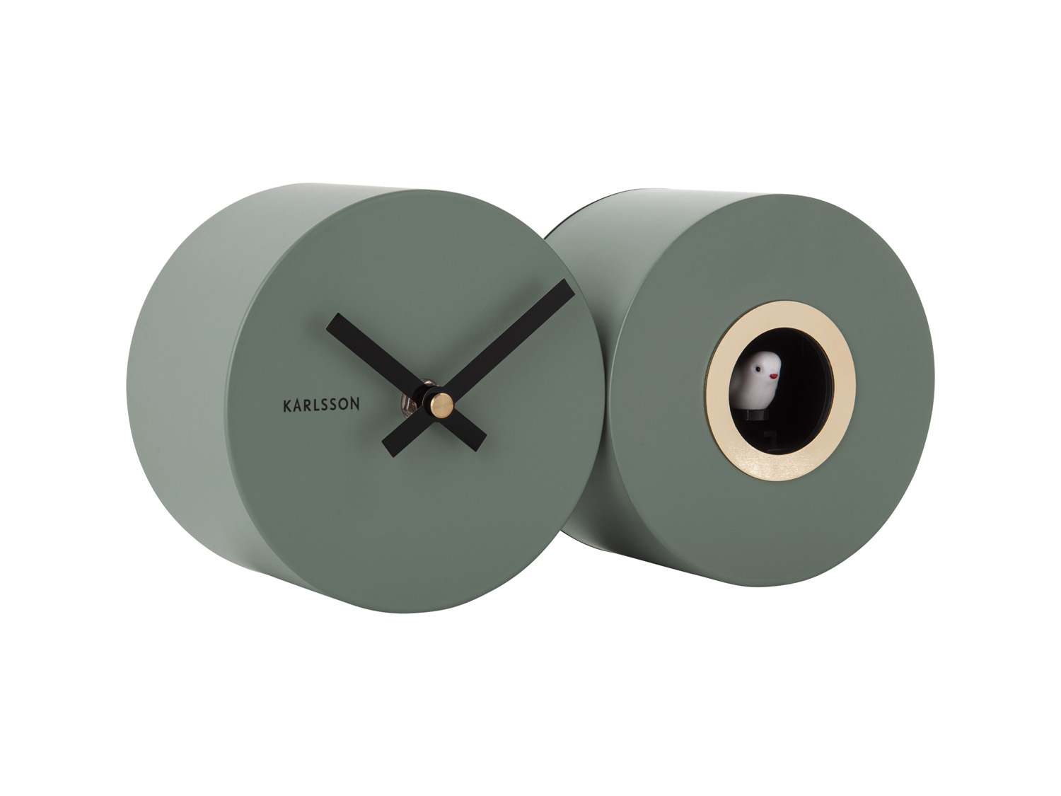 Wall clock Duo Cuckoo matt jungle green