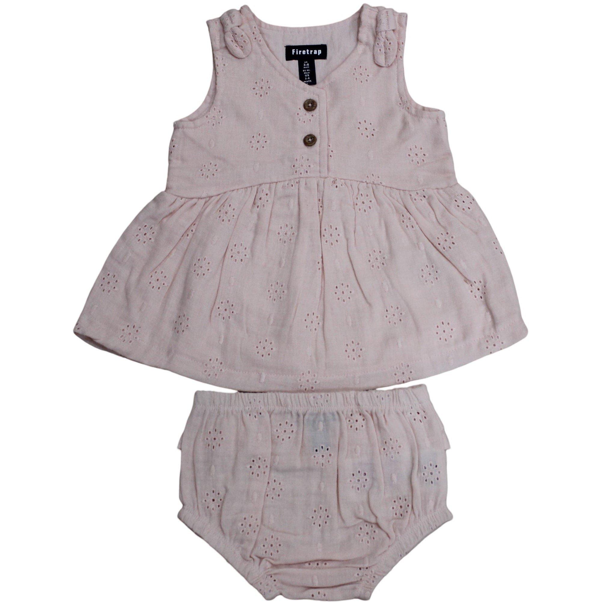 Firetrap Baby Girls Embroidered Cotton Dress And Bloomer Set