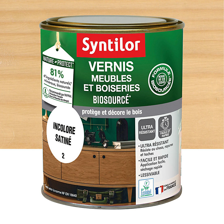 Vernis meubles et boiseries Biosourcé Nature Protect Syntilor incolore satiné 0,25L