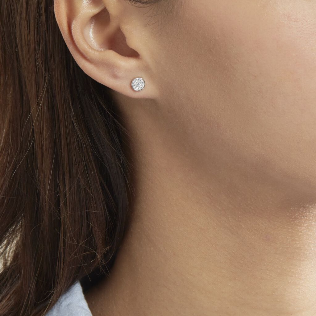 Boucles D'oreilles Puces Auxana Argent Blanc Oxyde De Zirconium