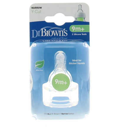 Dr Brown’s Speen smalle hals Y cut 9 maanden (2 stuks)
