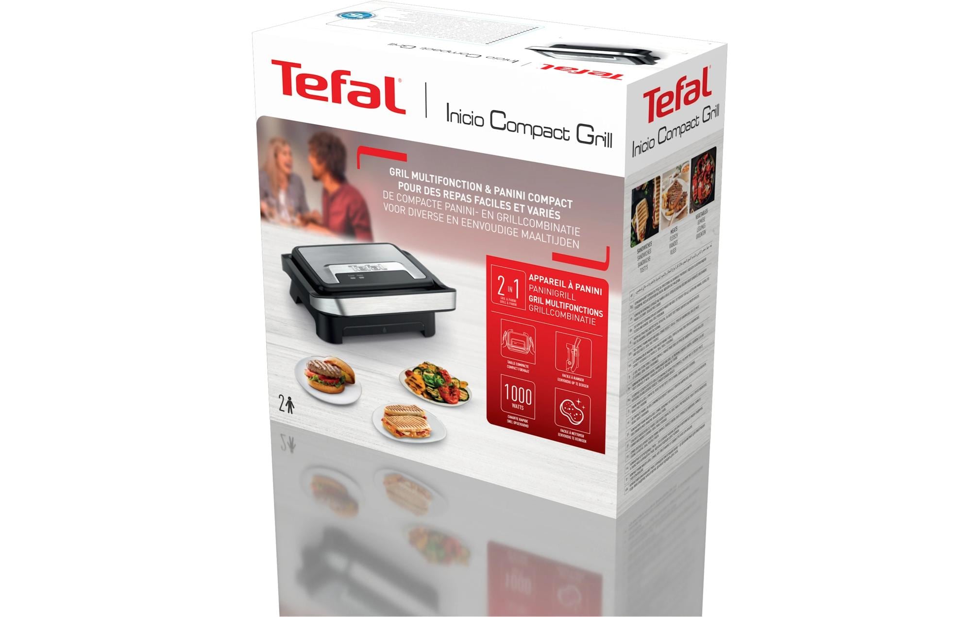 Kontaktgrill Inicio Compact GC270D 1000 W2in1 Paninitoaster und Grill