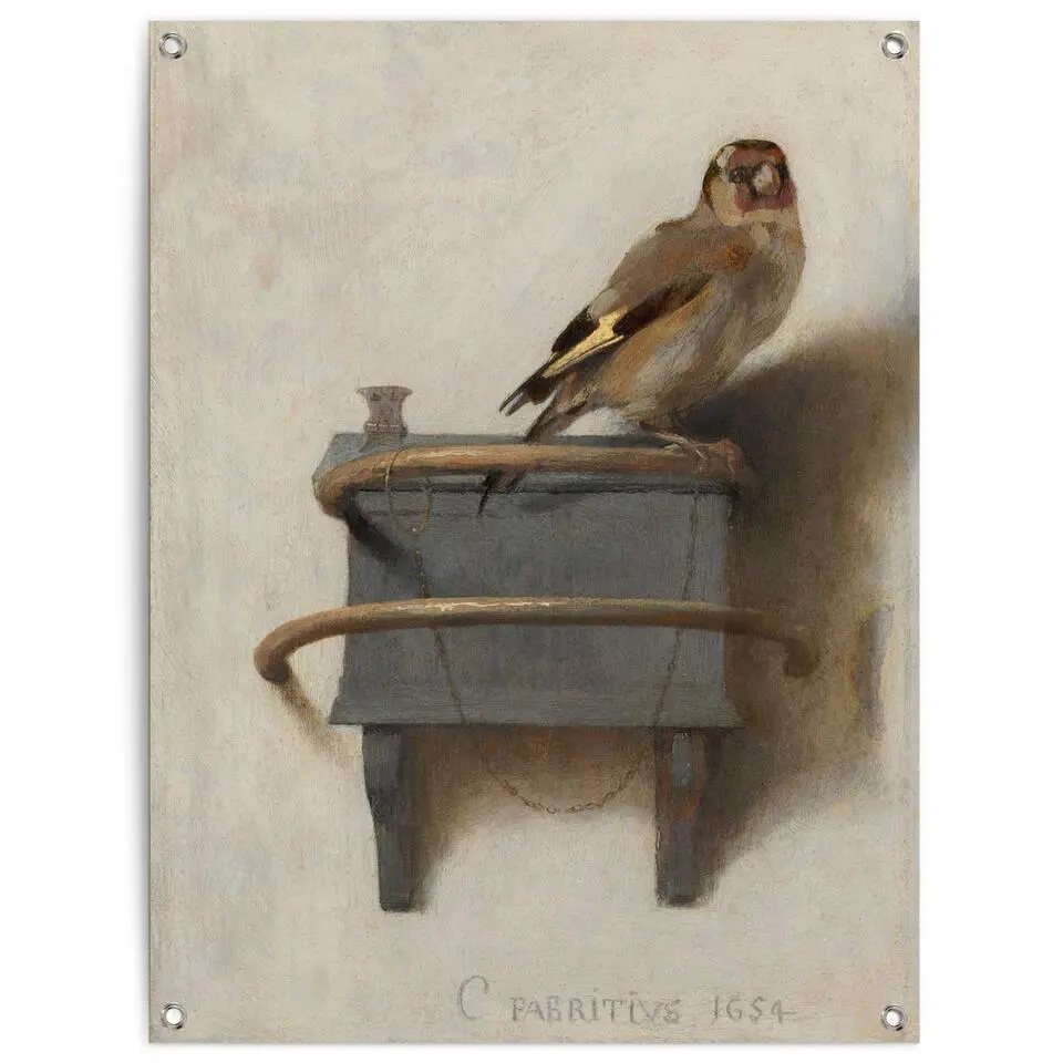Tuinposter Carel Fabritius Het Puttertje - 80x60cm - Bruin