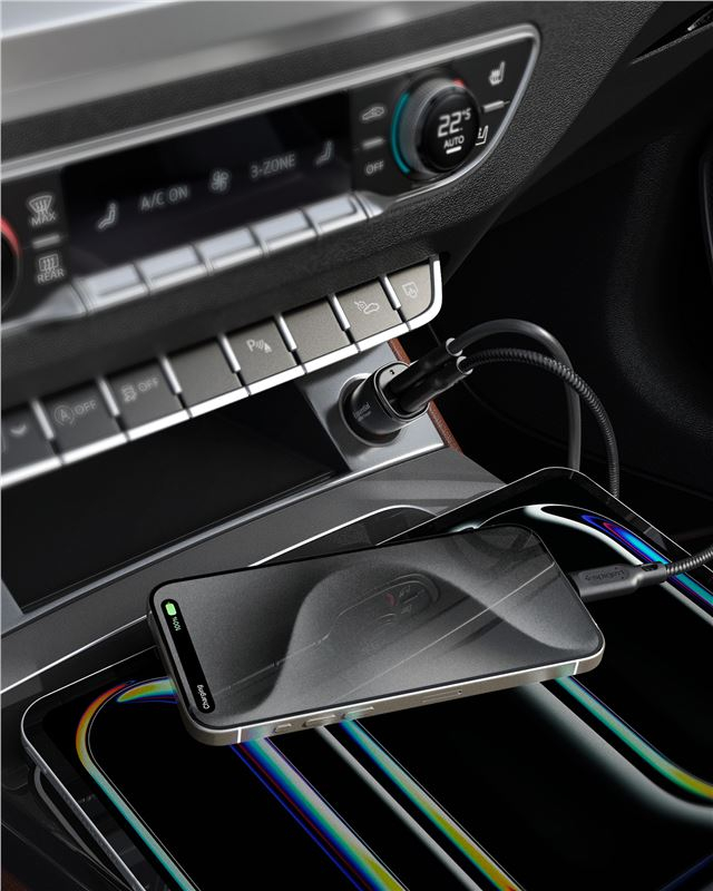 (50W) Dual USB C Essential Auto KFZ Ladegerät Schnellladegerät für Zigarettenanzünder Power Delivery (ACP08523) - Schwarz