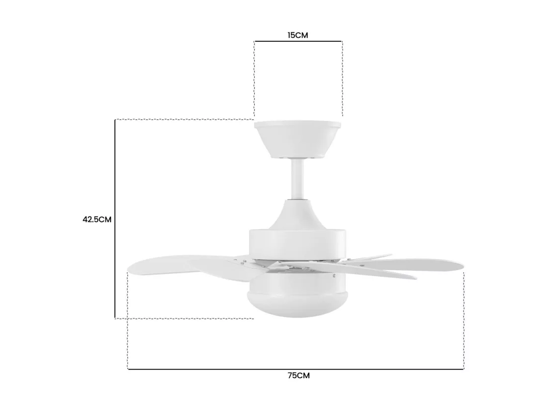 NETTLIFE Ventilateur de plafond blanc avec éclairage, télécommande, silencieux, avec minuterie, 6 pales, pour chambre à coucher