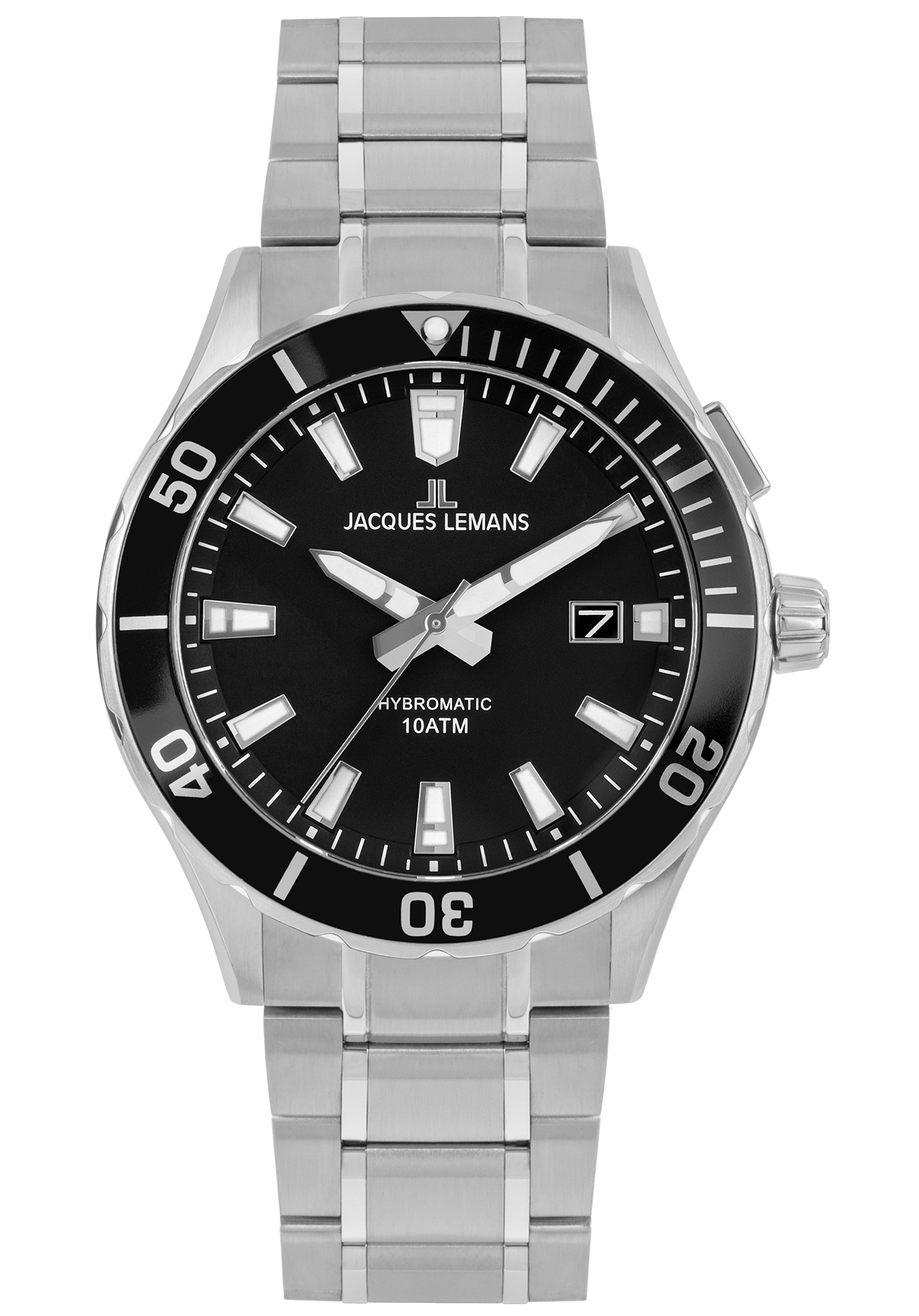 Jacques Lemans Herrenuhr Hybromatic Steel Black 1-2131D