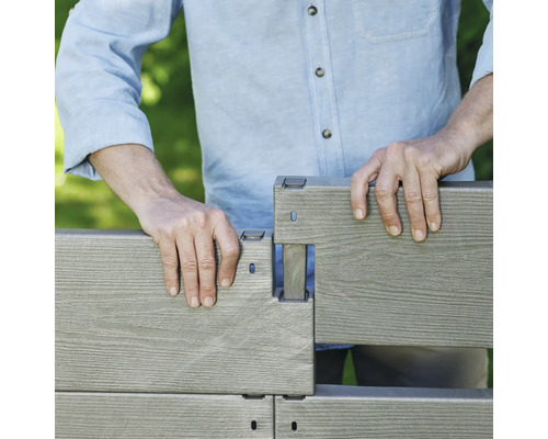 Klassieke verhoogde tuinbak JUWEL TIMBER 3-rijig Scandinavisch hout 130 x 60 x 60 cm grijs