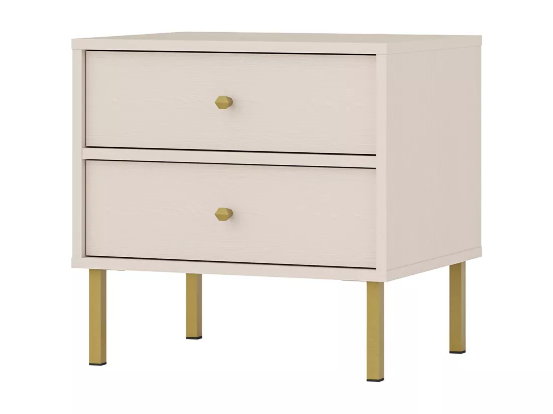 Table de chevet avec 2 tiroir - 52 cm - beige - OKTIO