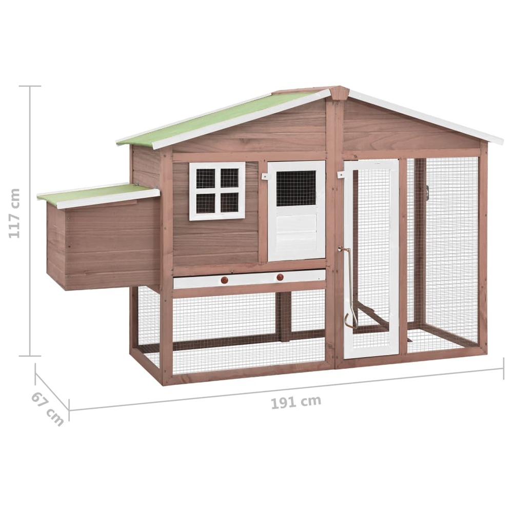 Poulailler avec nichoir 191 x 67 x 117 cm bois de sapin massif moka et blanc