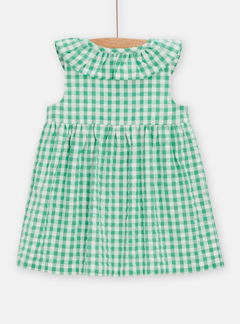 Robe vert menthe à imprimé vichy pour bébé fille