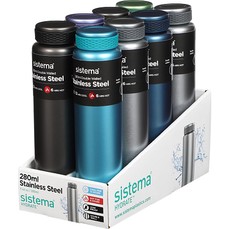 Sistema rustfri stålflaske (280ml) - flere varianter - assorteret