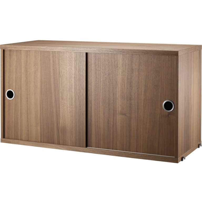 String Furniture Cabinet with sliding doors 78 x 20 x 37 cm walnoot