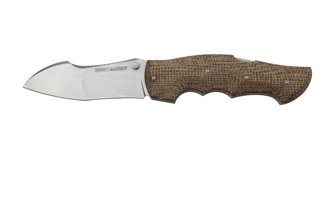 Viper Rhino 1, V5903IM, Stonewash Elmax, Brown Burlap Micarta zakmes, Fabrizio Silvestrelli design