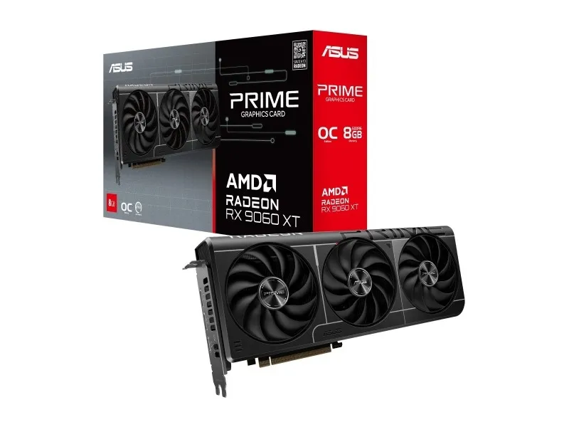 ASUS Prime Radeon RX 9060 XT 8GB - OC Edition - grafikkort - Radeon RX 9060 XT - 8 GB GDDR6 - PCI Express 5.0 - HDMI, 2 x DisplayPort - boks