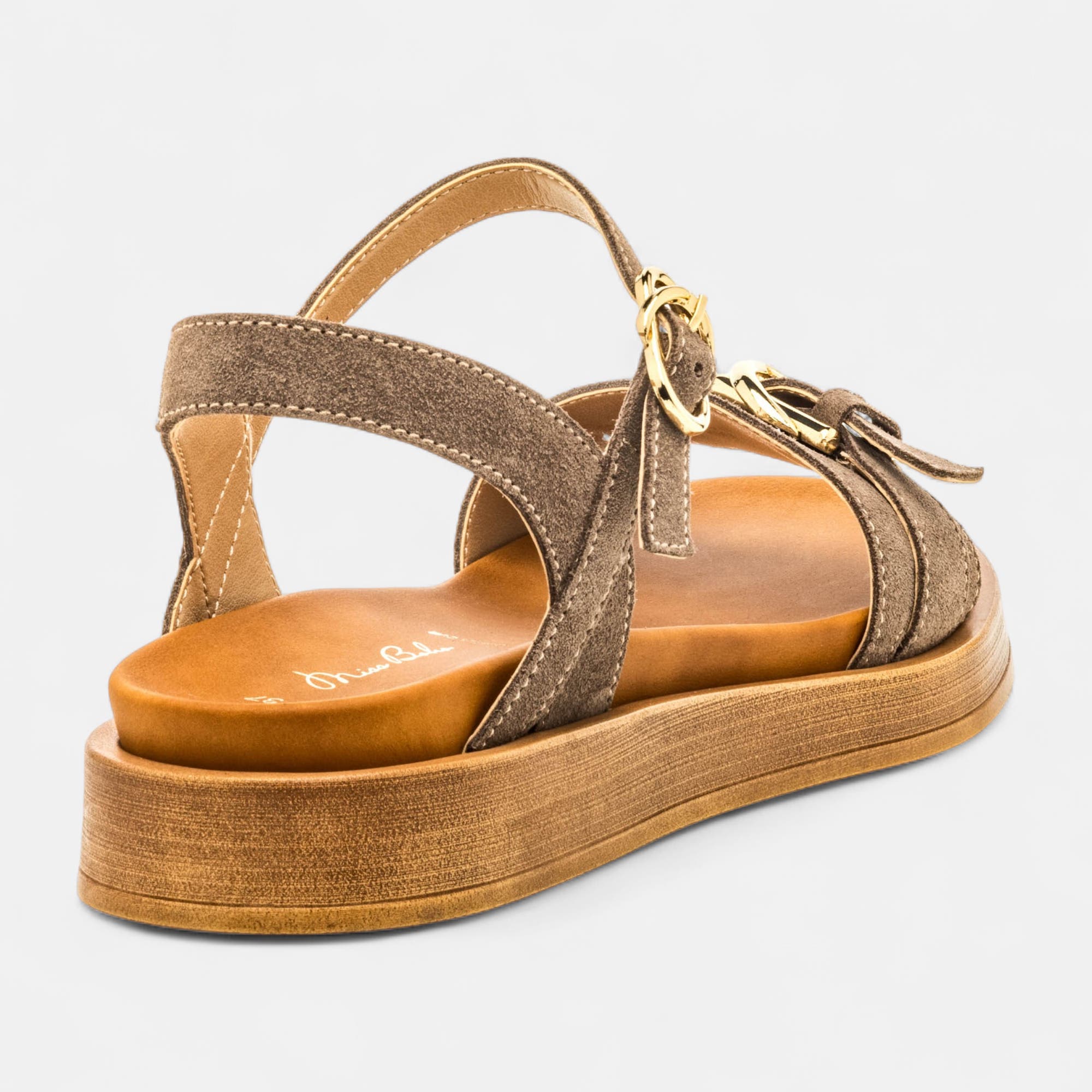 Nu-pieds Femme en cuir taupe