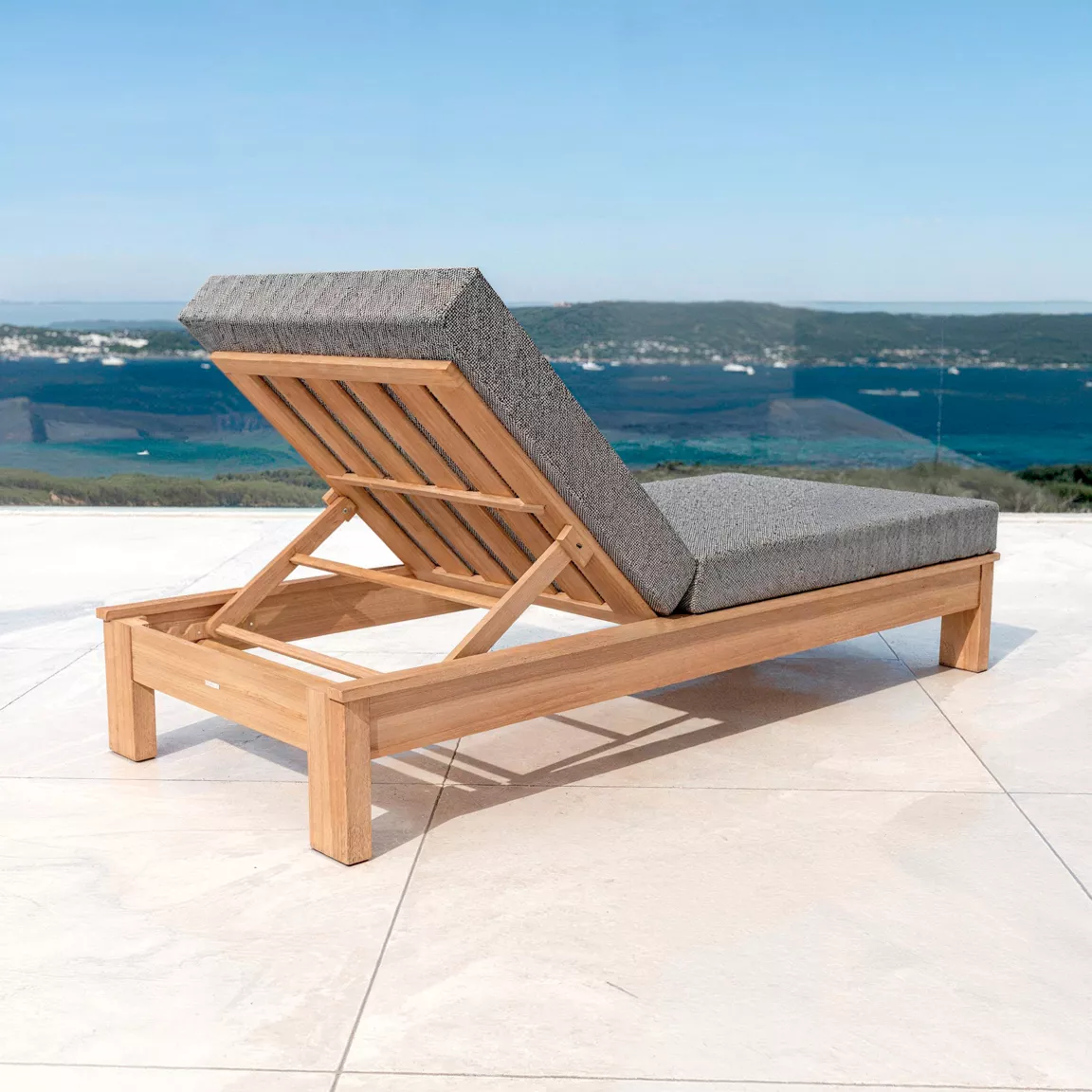 Transat en bois d'acacia Bornéo Gris anthracite