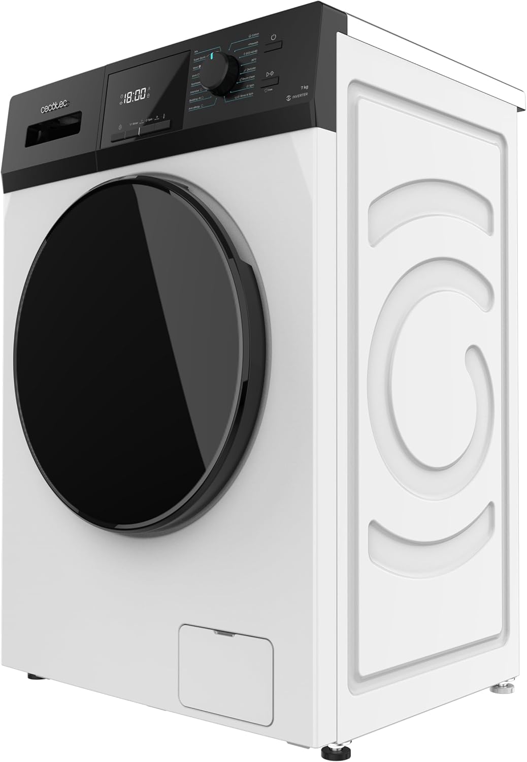 Cecotec Waschmaschine Frontlader Bolero Dresscode 7411 Inverter. 1850 W, 1200 U/min, 7 kg, 16 Programme, Motor Inverter Plus, KidLock, DelayStart, SteamMax, DrumClean, Stop&Go, Weiß