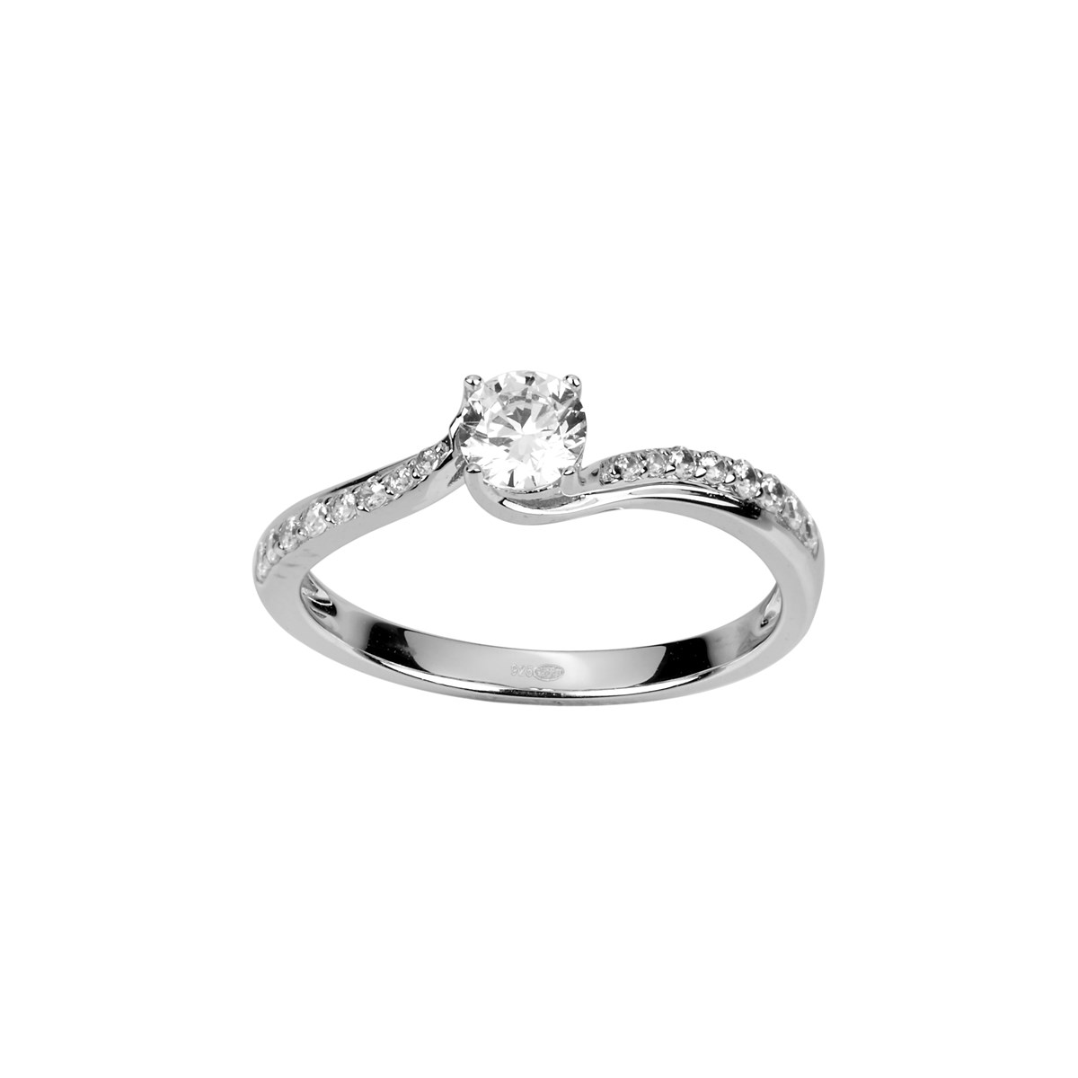 Bague de fiançailles en Argent avec oxyde de zirconium blanc