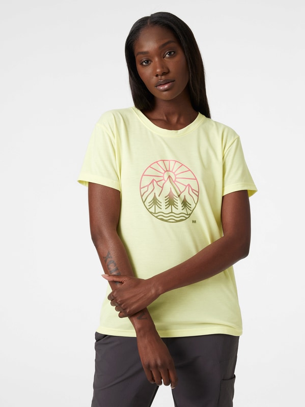 Helly Hansen Skog Recycled Graphic t-shirt, dame<br>Solbeskyttende UV-faktor 40+