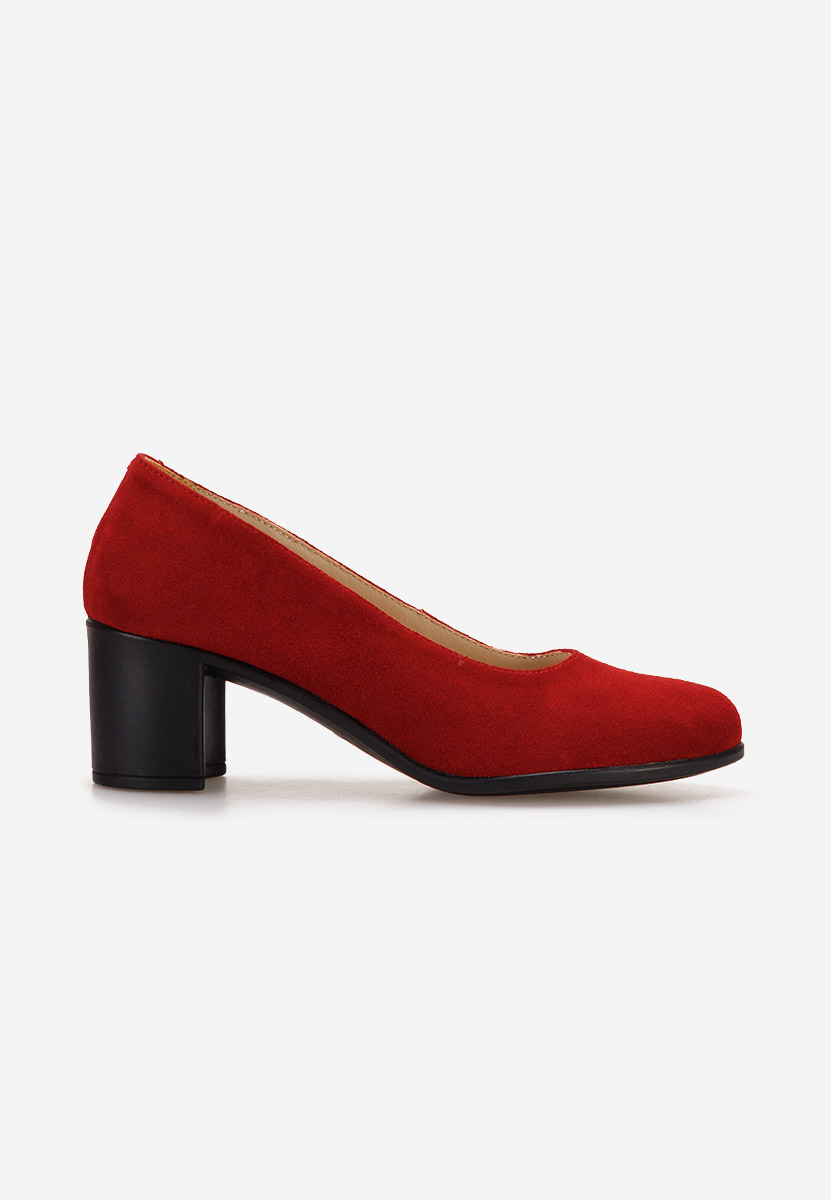 Chaussures en cuir à talon épais rouges Dalida