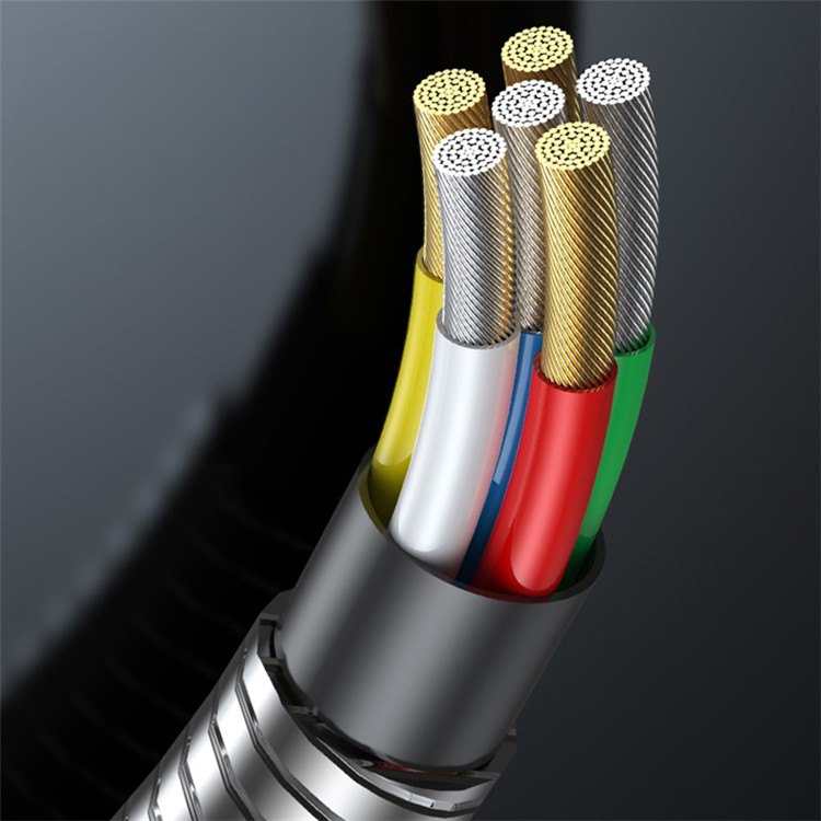 (2m) 100W USB C auf USB C Ladekabel Datenkabel mit Stahlummantelung - Silber