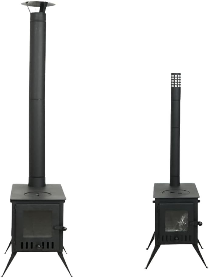 Outbacker Firebox Vista XL Eco Burn | 4,0 kW 19 kg | einwandiges Rauchabzug-Set (Funkenfänger, 1,1 m Einzelset)