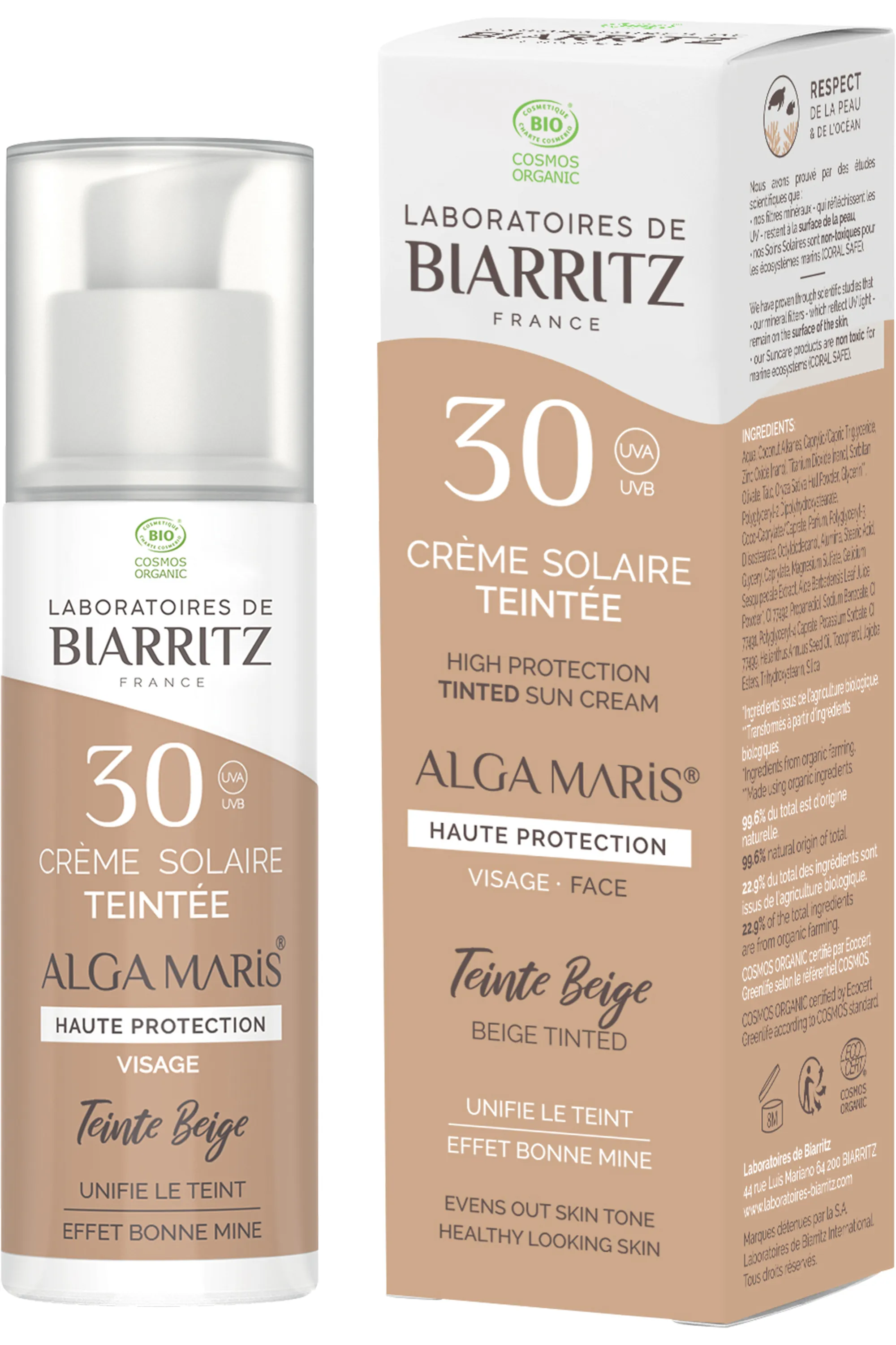 LABORATOIRES DE BIARRITZ Crème solaire visage teintée SPF30-50 ml