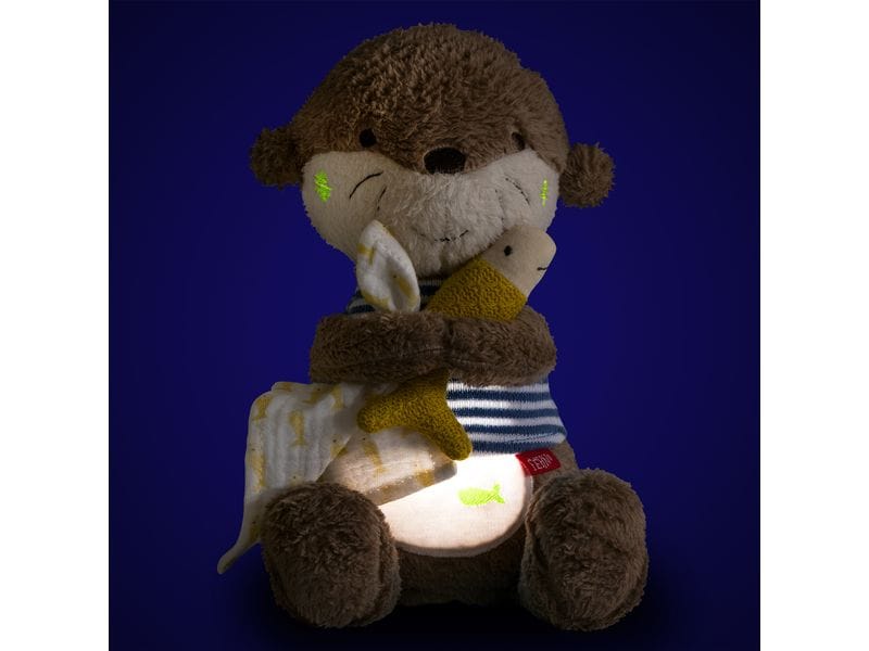 fehn Nachtlicht Otter Schlummerlicht, Einschlafhilfe und Kuscheltier mit Glow-in-the-dark Bestickung