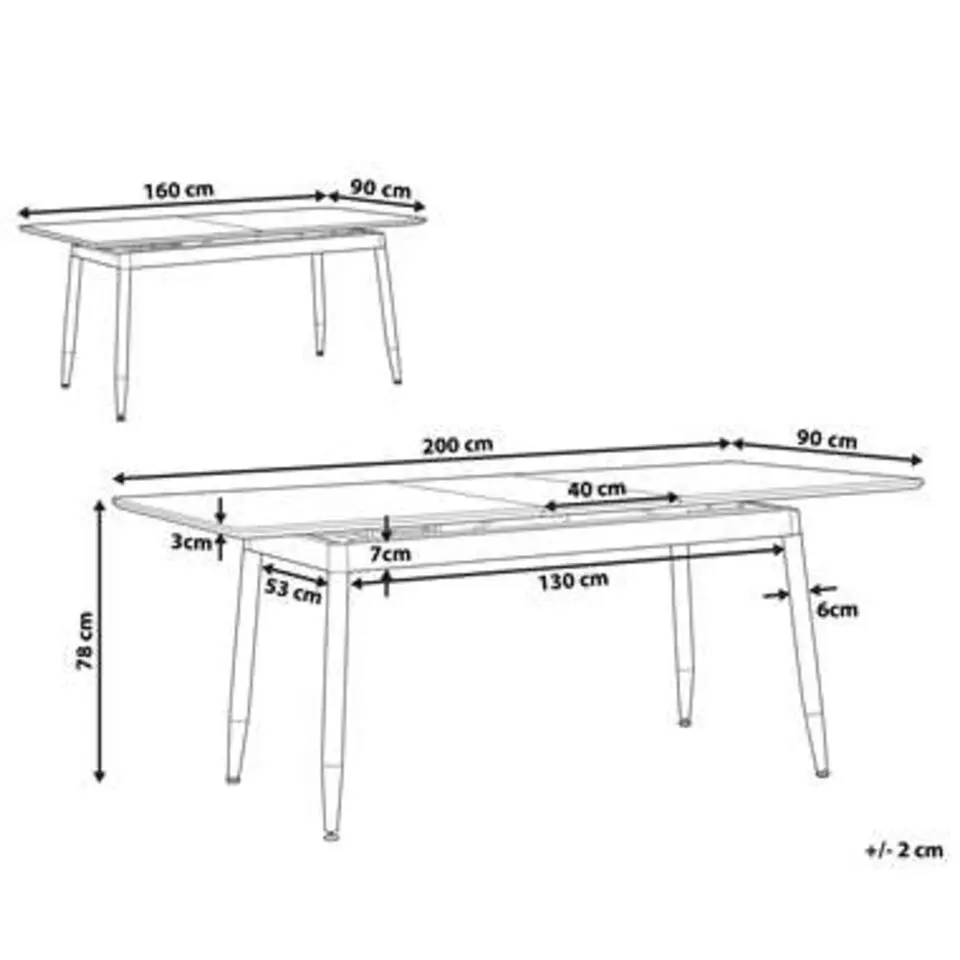 CALIFORNIA - Uitschuifbare eettafel - Donkerhout - 90x160/200cm - MDF