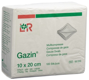 GAZIN Mullkompressen 10x20cm 12-fach/17-fädig ohne RX, 100 Stück