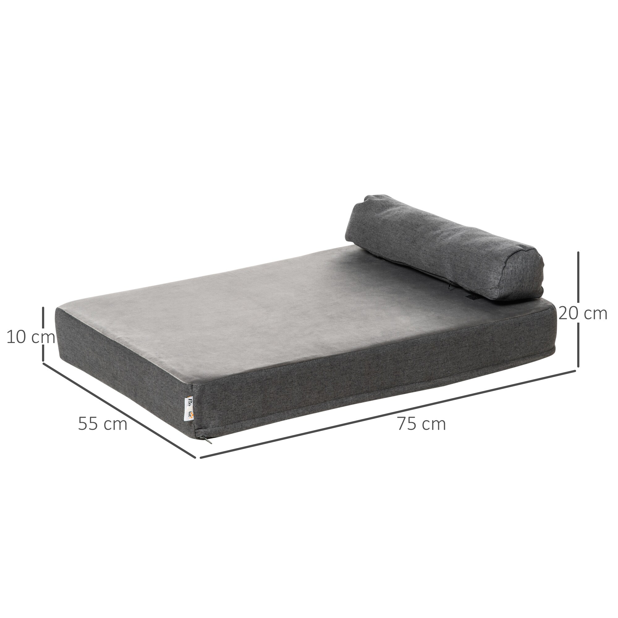 PawHut Hundebett mit abnehbarem Bezug grau 60L x 55B x 20H cm