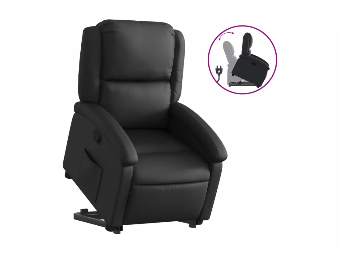 Fauteuil inclinable noir cuir véritable