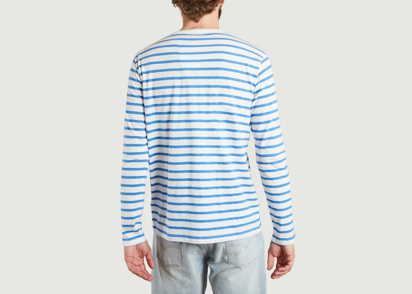 T-shirt manches longues rayé siglé en coton bio KCA